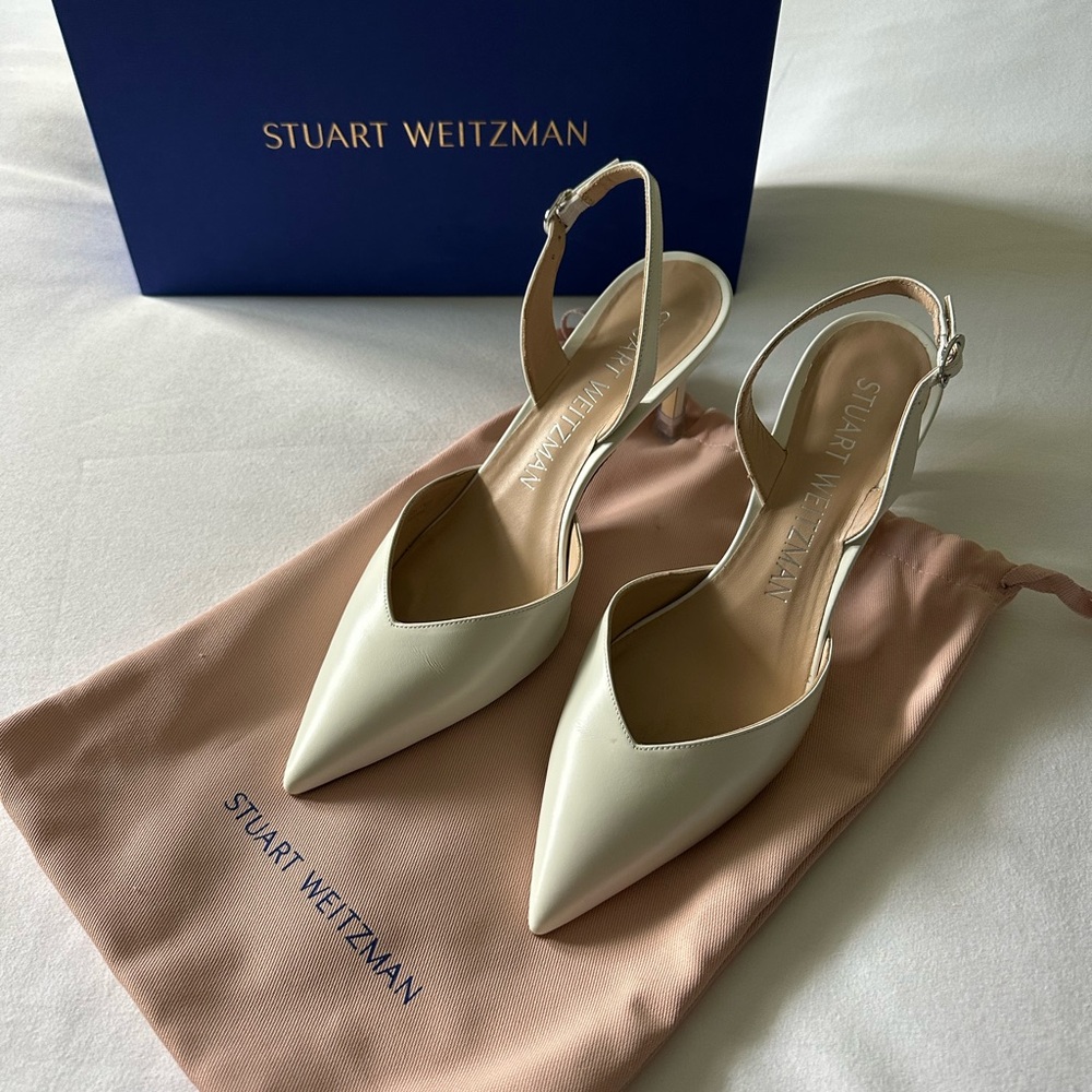 Stuart Weitzman White Slingback Heels